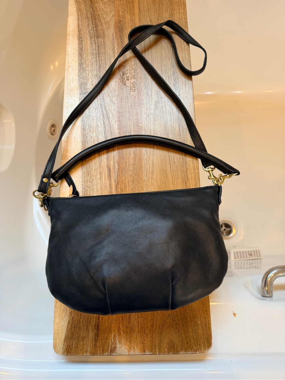 Clare V Petit Moyen in Black Leather NWT $375